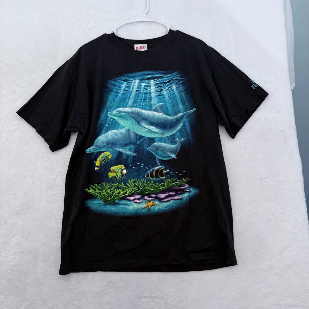 Kauai Hawaii T Shirt Mens XL Black Dolphin Animal Nature Ocean